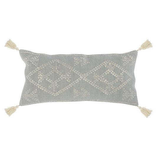 16" X 36" Gray Jute Patterned Zippered Pillow