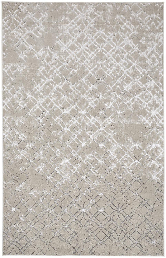 12' X 18' Silver Gray And White Abstract Area Rug