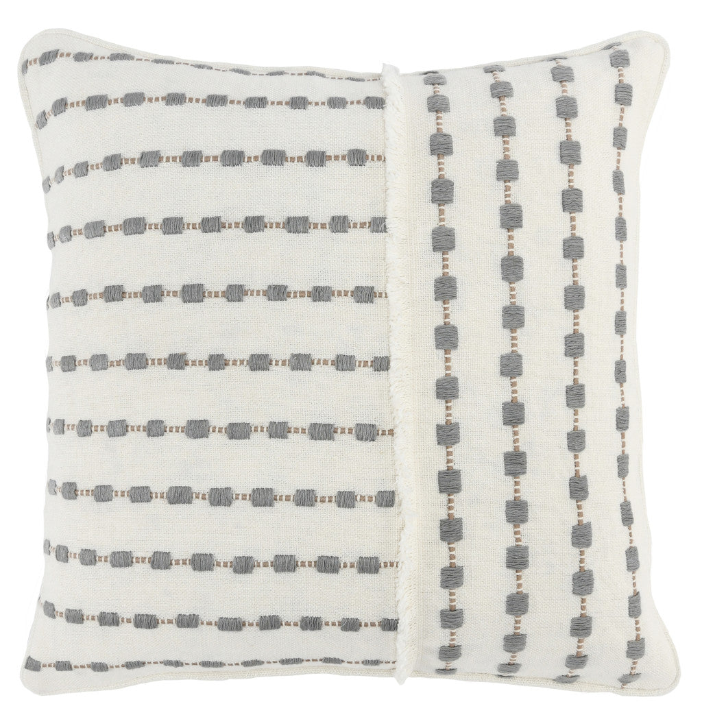 20" X 20" Gray Linen Geometric Zippered Pillow