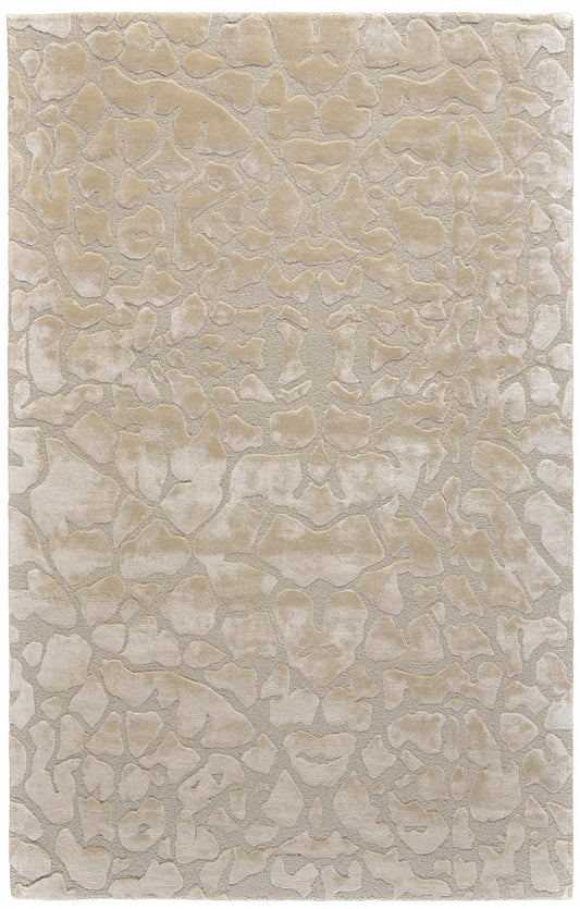 4' X 6' Ivory Taupe And Tan Abstract Tufted Handmade Area Rug