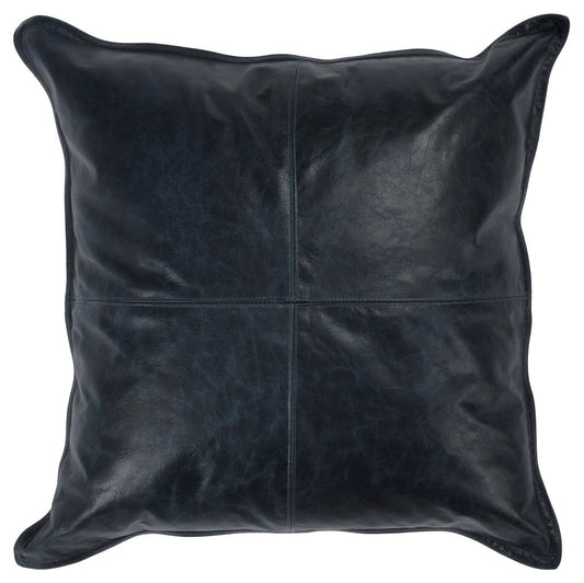 22" X 22" Blue Leather Zippered Pillow