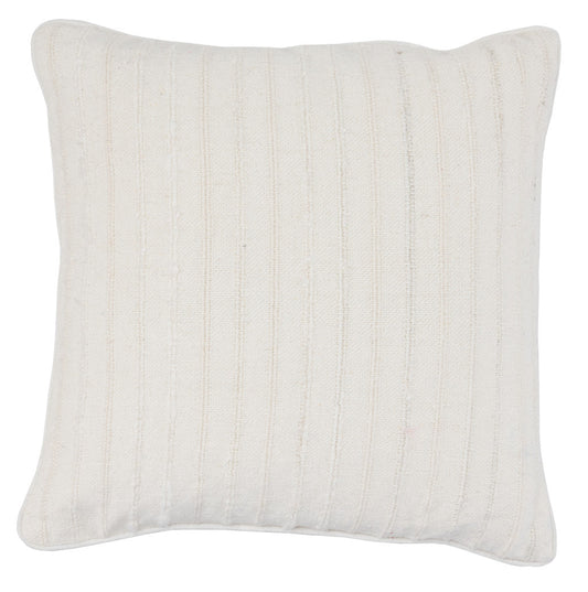 22" X 22" White Linen Striped Zippered Pillow