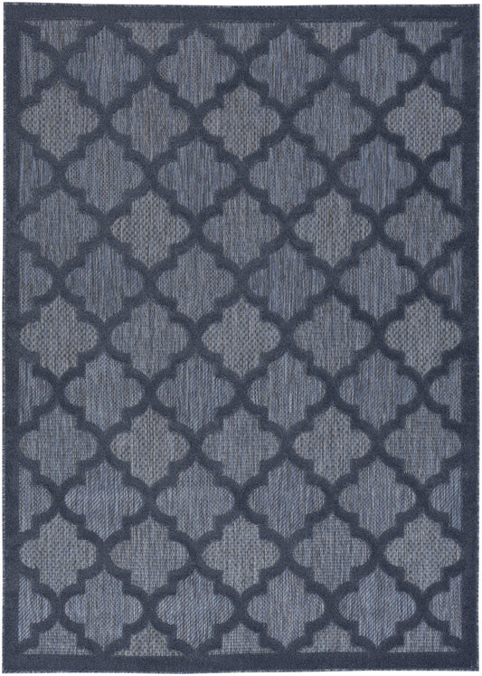 6' X 9' Navy Blue Geometric Flatweave Area Rug