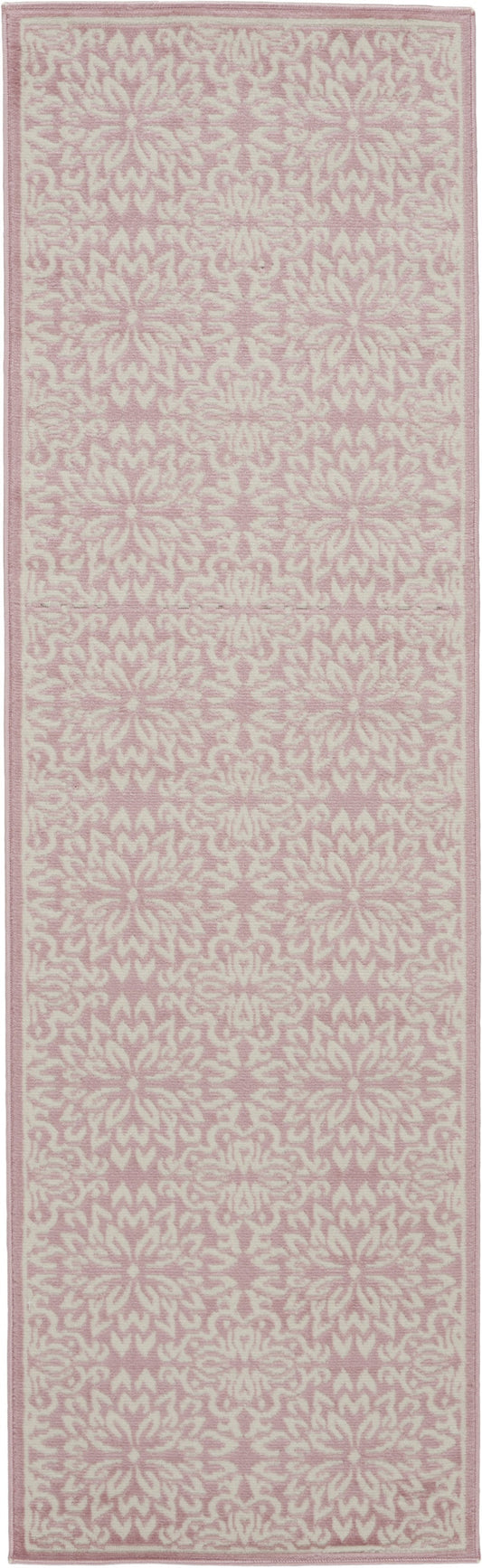 7' Pink Floral Power Loom Runner Rug