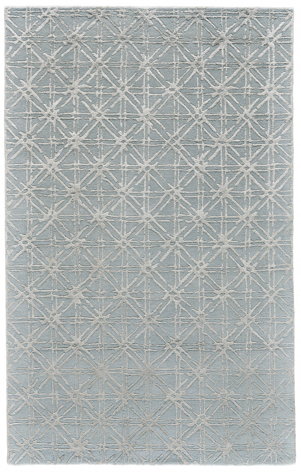 8' X 11' Blue Silver And Gray Wool Abstract Tufted Handmade Area Rug