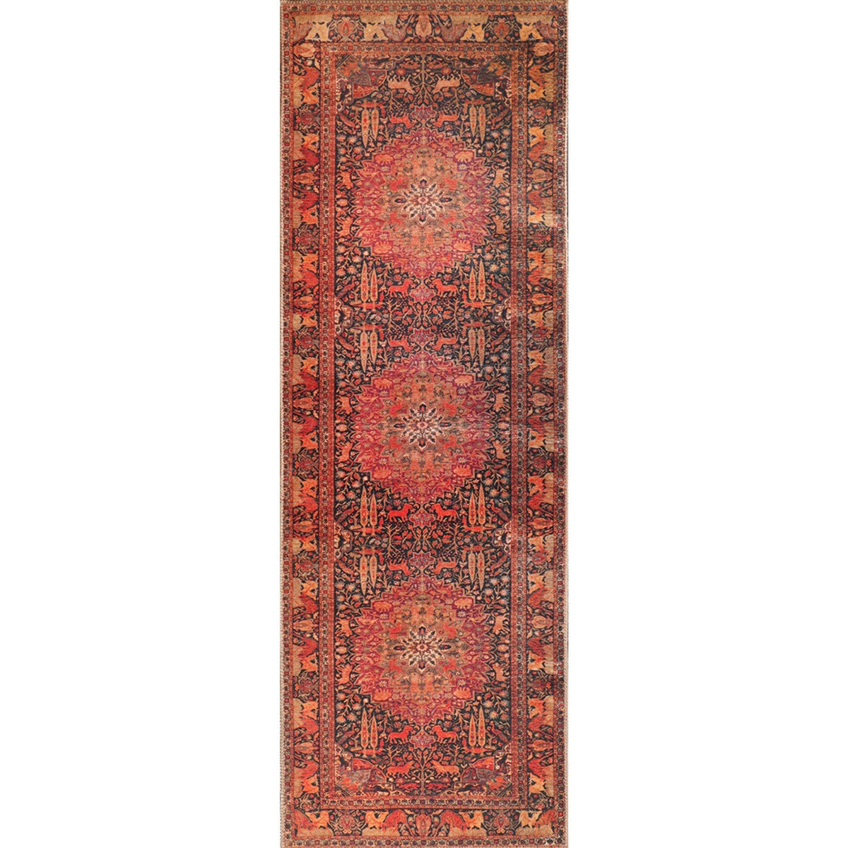 8' Brown Medallion Power Loom Runner Rug