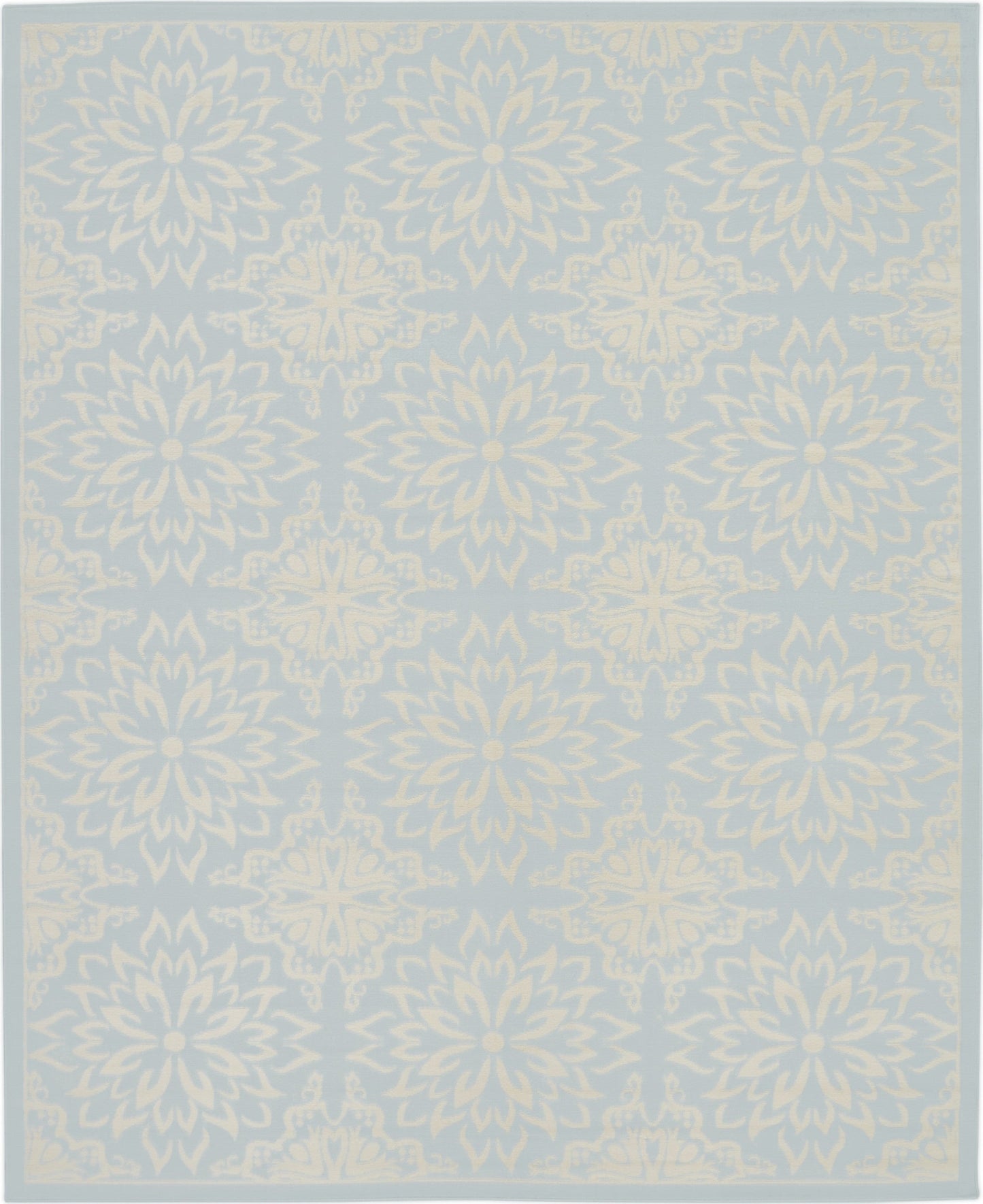 8' X 10' Light Blue Floral Power Loom Area Rug