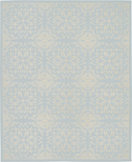 8' X 10' Light Blue Floral Power Loom Area Rug