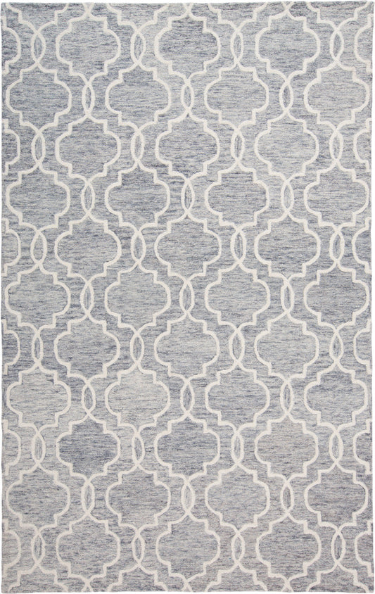 2' X 3' Blue Gray And Ivory Wool Geometric Tufted Handmade Stain Resistant Area Rug