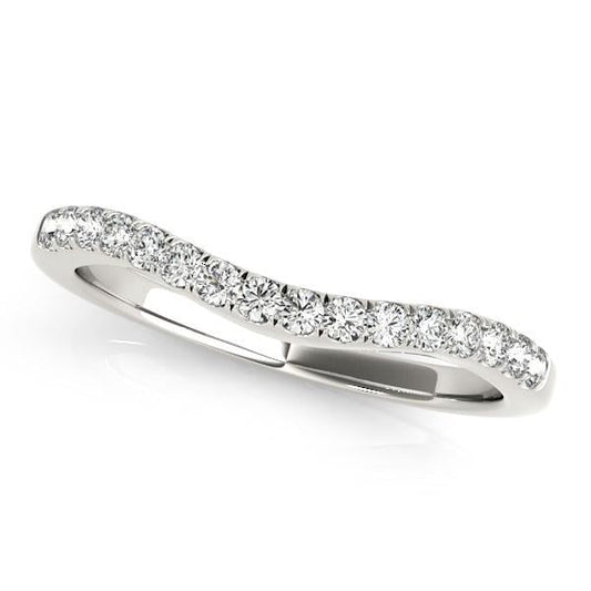 14k White Gold Curvy Style Pave Set Diamond Wedding Band (1/5 cttw)