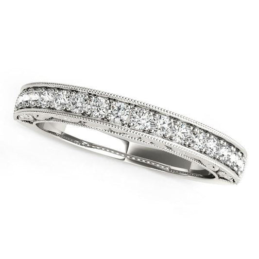 14k White Gold Antique Prong Set Diamond Wedding Ring (1/3 cttw)