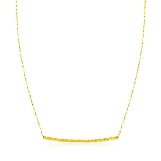 14k Yellow Gold Thin Textured Bar Necklace