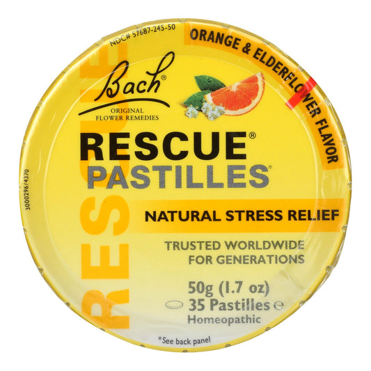 Bach Flower Remedies Rescue Remedy Pastilles Orange Elderflower - 1.7 Oz - Case Of 12