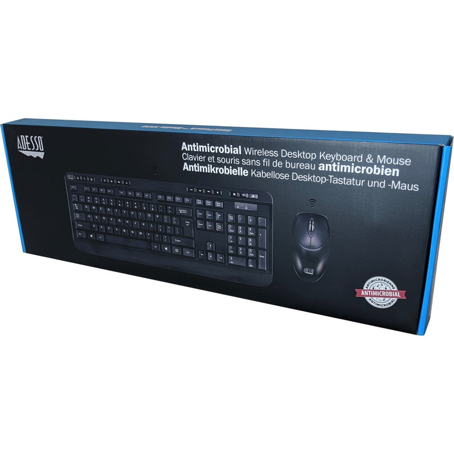 Adesso Antimicrobial Wireless Desktop Keyboard and Mouse