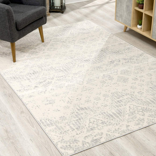 2' X 5' Ivory Abstract Area Rug