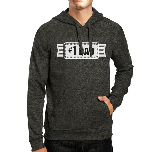 #1 Dad Unisex Dark Grey Funny Fathers Day Hoodie Pullover Fleece