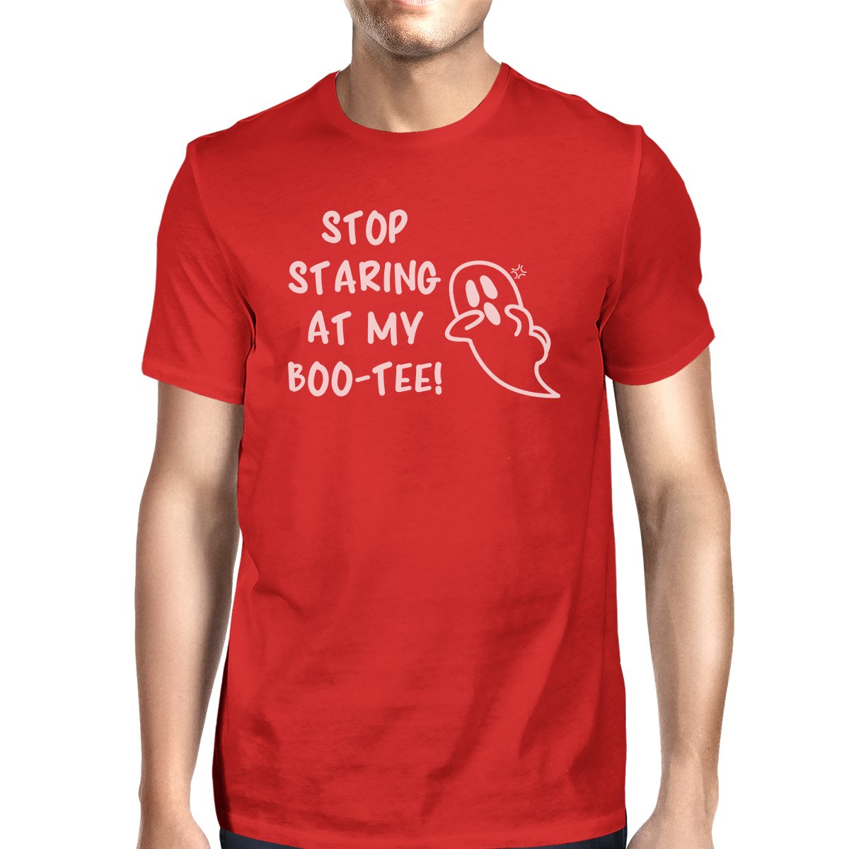 Stop Staring At My Boo-Tee Ghost Mens Red Shirt