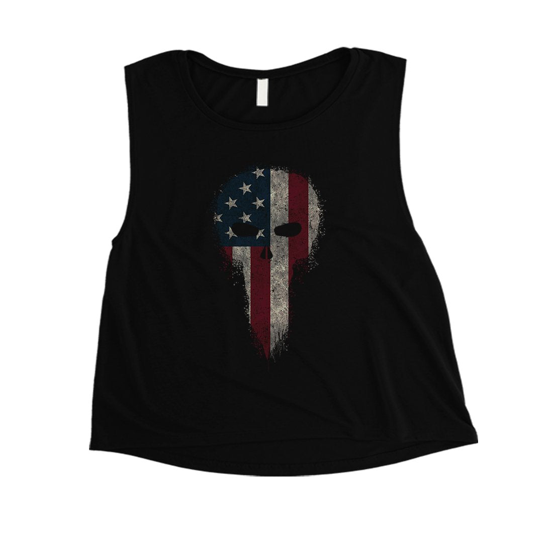 Vintage American Skull Womens Crop Tee Cute 4th of July Outfits