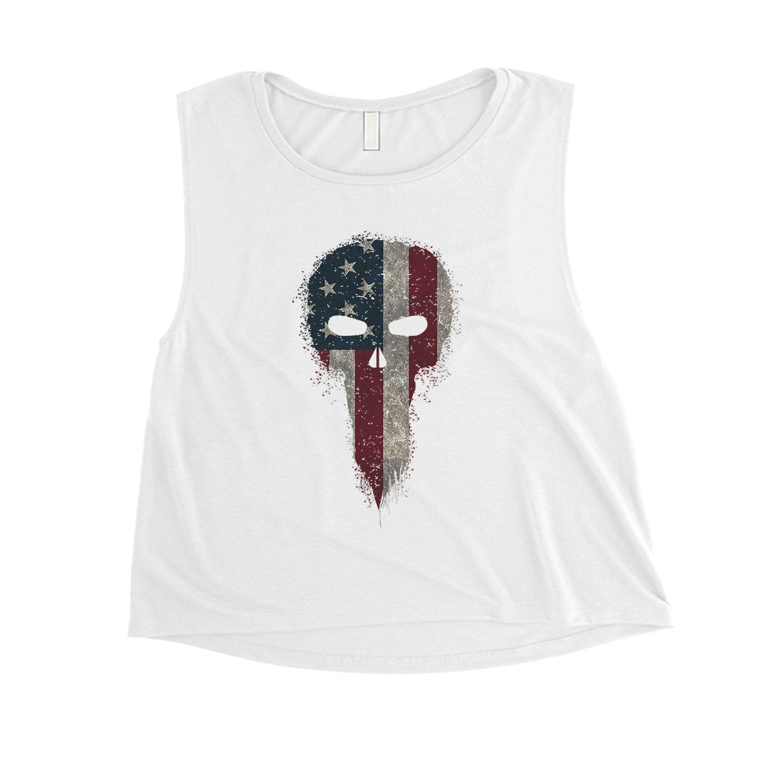 Vintage American Skull Womens Crop Tee Cute 4th of July Outfits