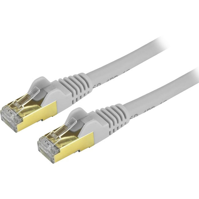 StarTech.com 8ft Gray Cat6a Shielded Patch Cable - Cat6a Ethernet Cable - 8 ft Cat 6a STP Cable - Snagless RJ45 Ethernet Cord