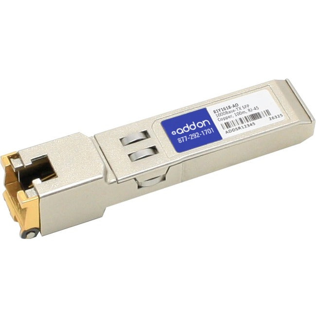 AddOn IBM 81Y1618 Compatible TAA Compliant 10/100/1000Base-TX SFP Transceiver (Copper, 100m, RJ-45)