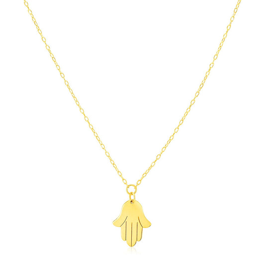 14K Yellow Gold Hand of Hamsa Necklace