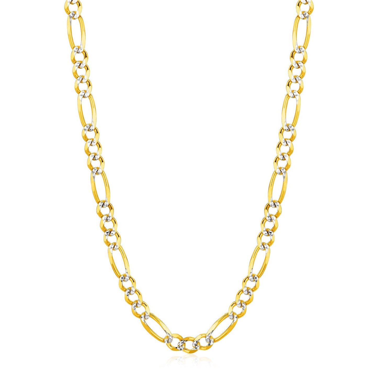 6.0mm 14K Yellow Gold Solid Pave Figaro Chain