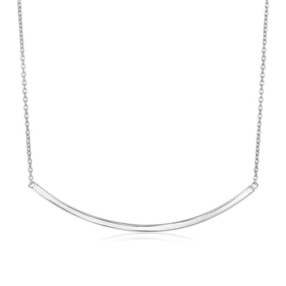 Sterling Silver Polished Curved Bar Necklace