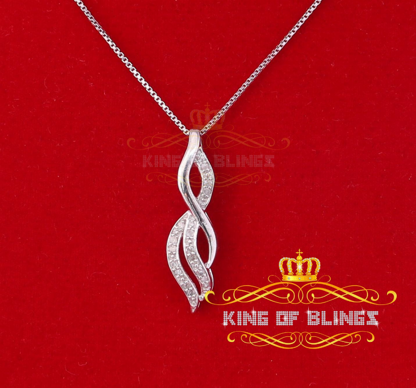 10K White Gold Finish Real Diamond Fashion Silver Pendant