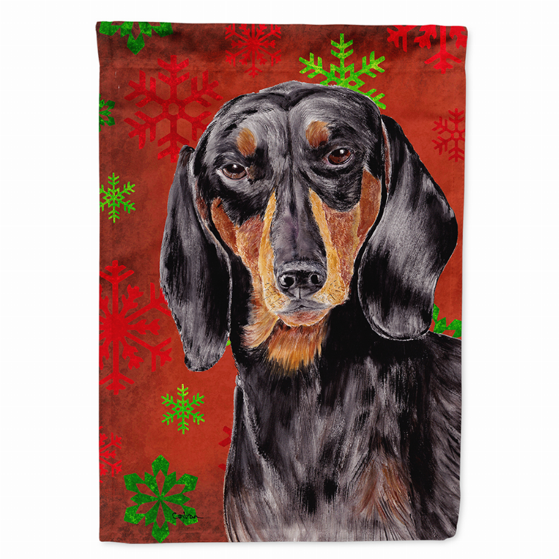 Red and Green Snowflakes Holiday Christmas Dog Flag Garden Size