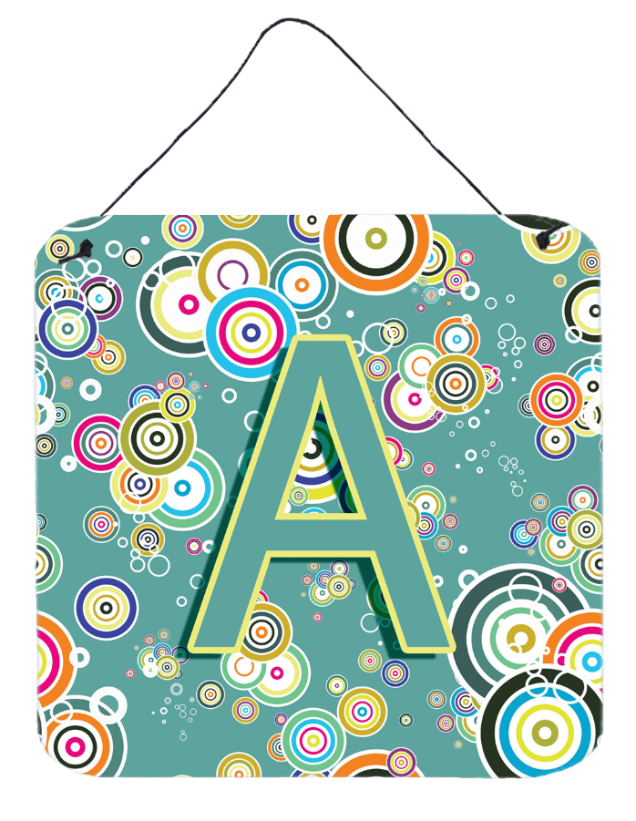 Circle Circle Teal Initial Alphabet Wall or Door Hanging Prints