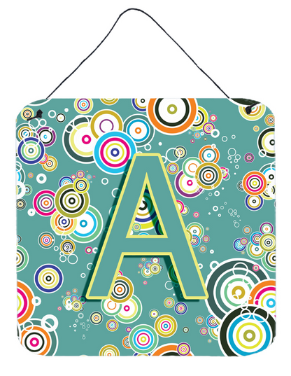 Circle Circle Teal Initial Alphabet Wall or Door Hanging Prints