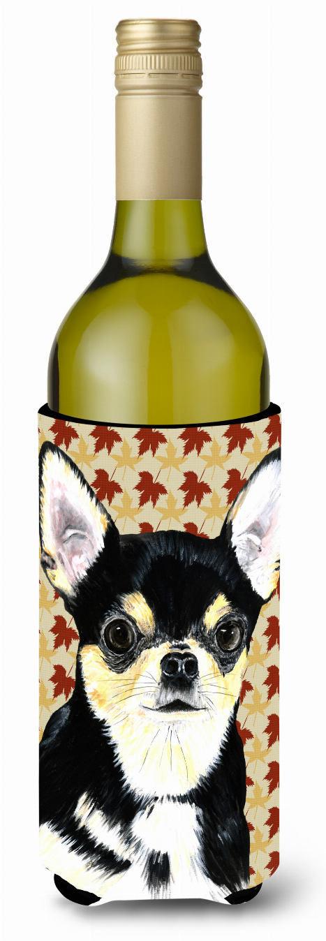 Fall Leaves Design with Dog Wine Bottle Hugger