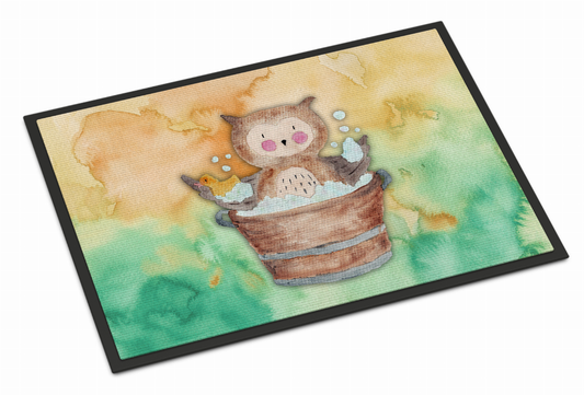 Animal Bathing Watercolor Art Indoor or Outdoor Mat