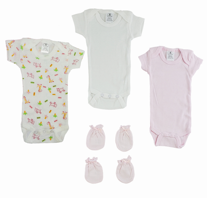 Bambini Preemie Onezies and Mittens - 5 Pieces Set