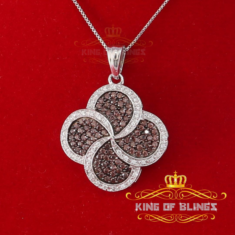 10K White Gold Finish Silver Pendant With Chocolate Lab Created Diamond