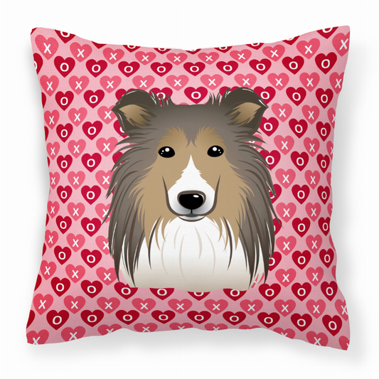 Dog With XOXO Hearts Fabric Decorative Pillow