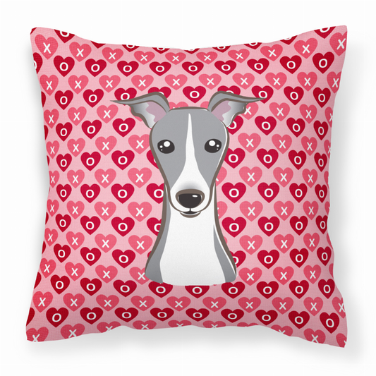 Dog With XOXO Hearts Fabric Decorative Pillow