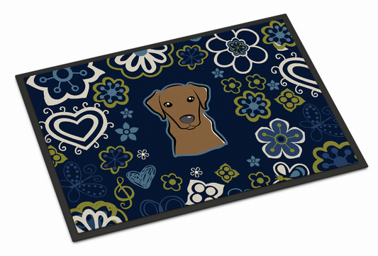 Blue Flowers Dog Art Indoor or Outdoor Mat