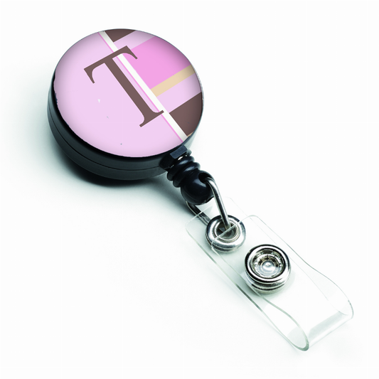 Pink Stripes Retractable Badge Reel