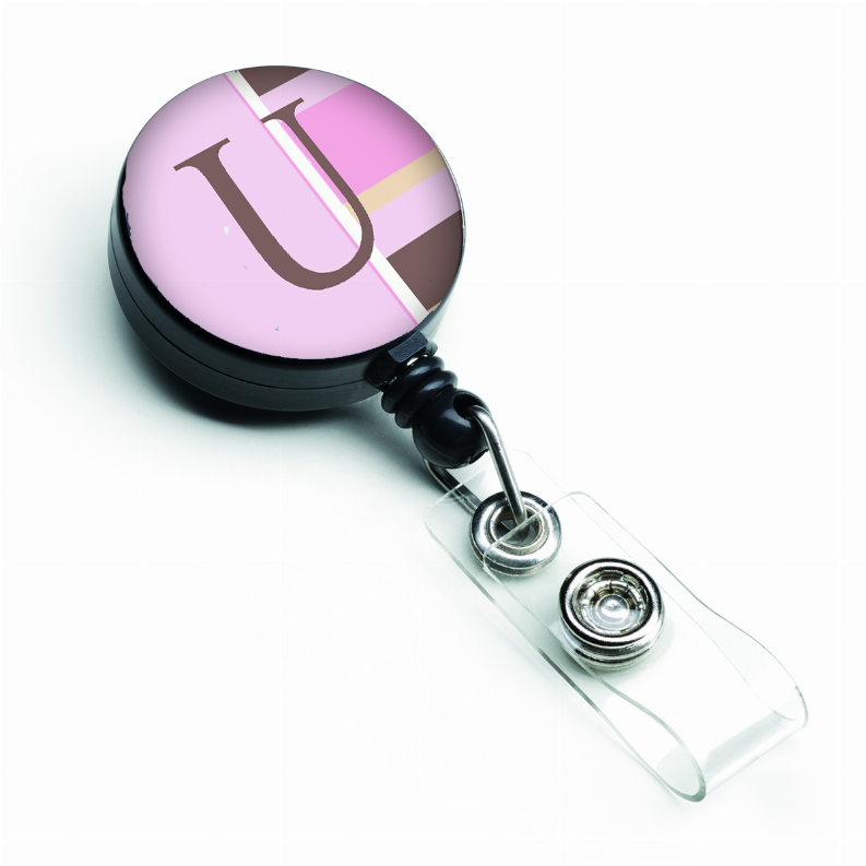 Pink Stripes Retractable Badge Reel