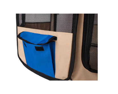 Armarkat Portable Pet Playpen In Blue and Beige Combo