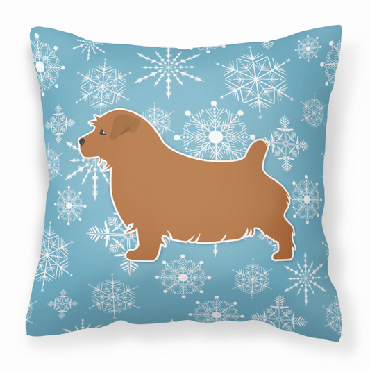 Winter Snowflake Dog Profile Art Fabric Decorative Pillow