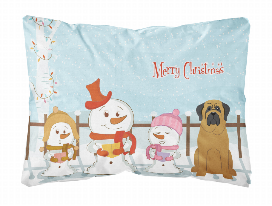 Merry Christmas Carolers Dog Art Canvas Fabric Decorative Pillow