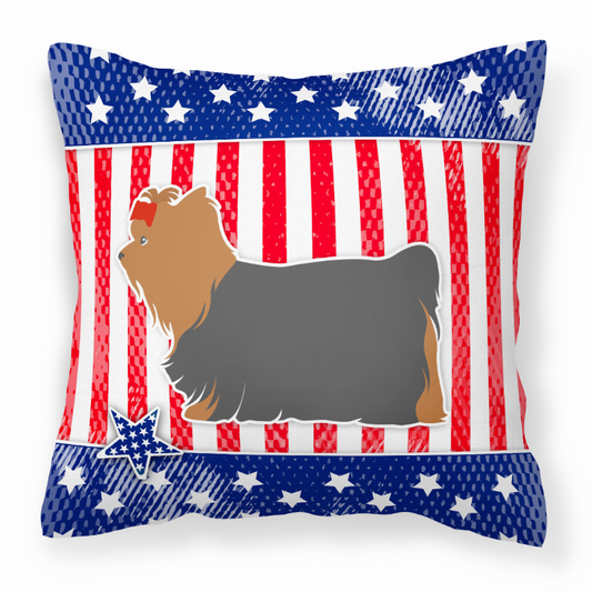 USA Patriotic With Dog Fabric Decorative Pillow