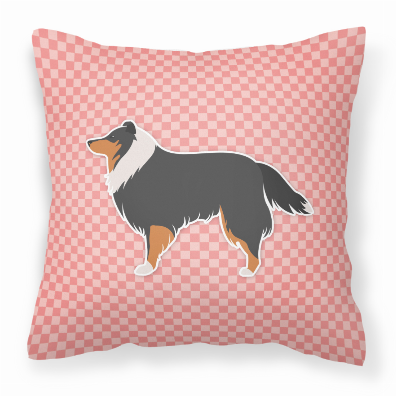 Checkerboard Print With Dog Fabric Decorative Pillow