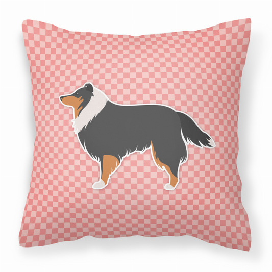 Checkerboard Print With Dog Fabric Decorative Pillow