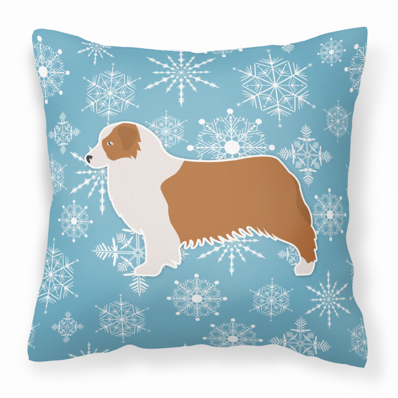 Winter Snowflake With Dog Fabric Decorative Pillow