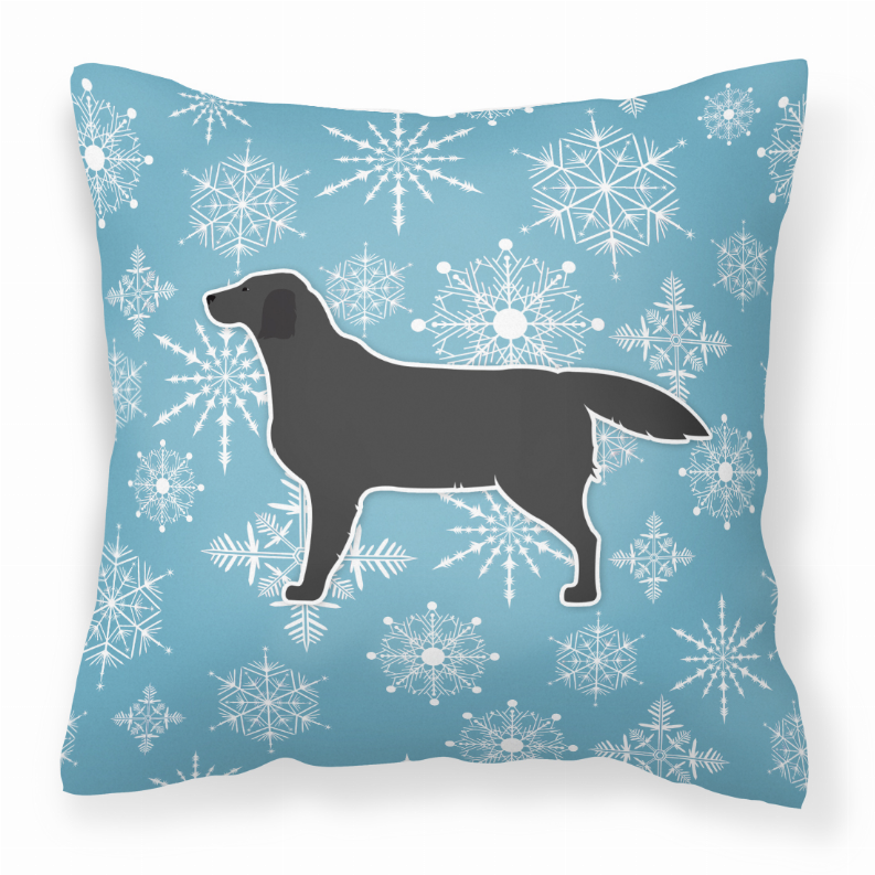 Winter Snowflake Dog Profile Art Fabric Decorative Pillow