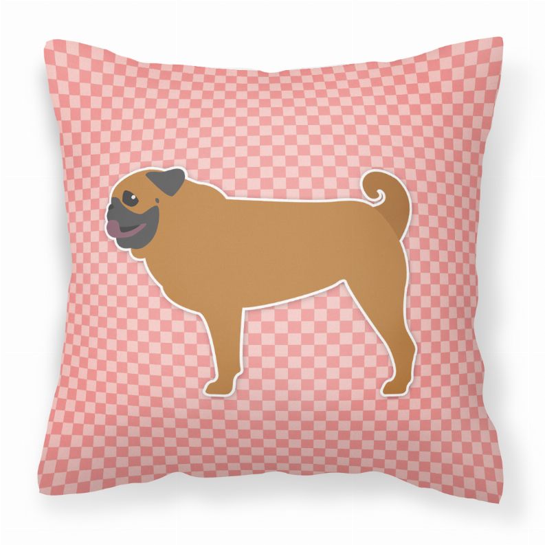 Checkerboard Print With Dog Fabric Decorative Pillow